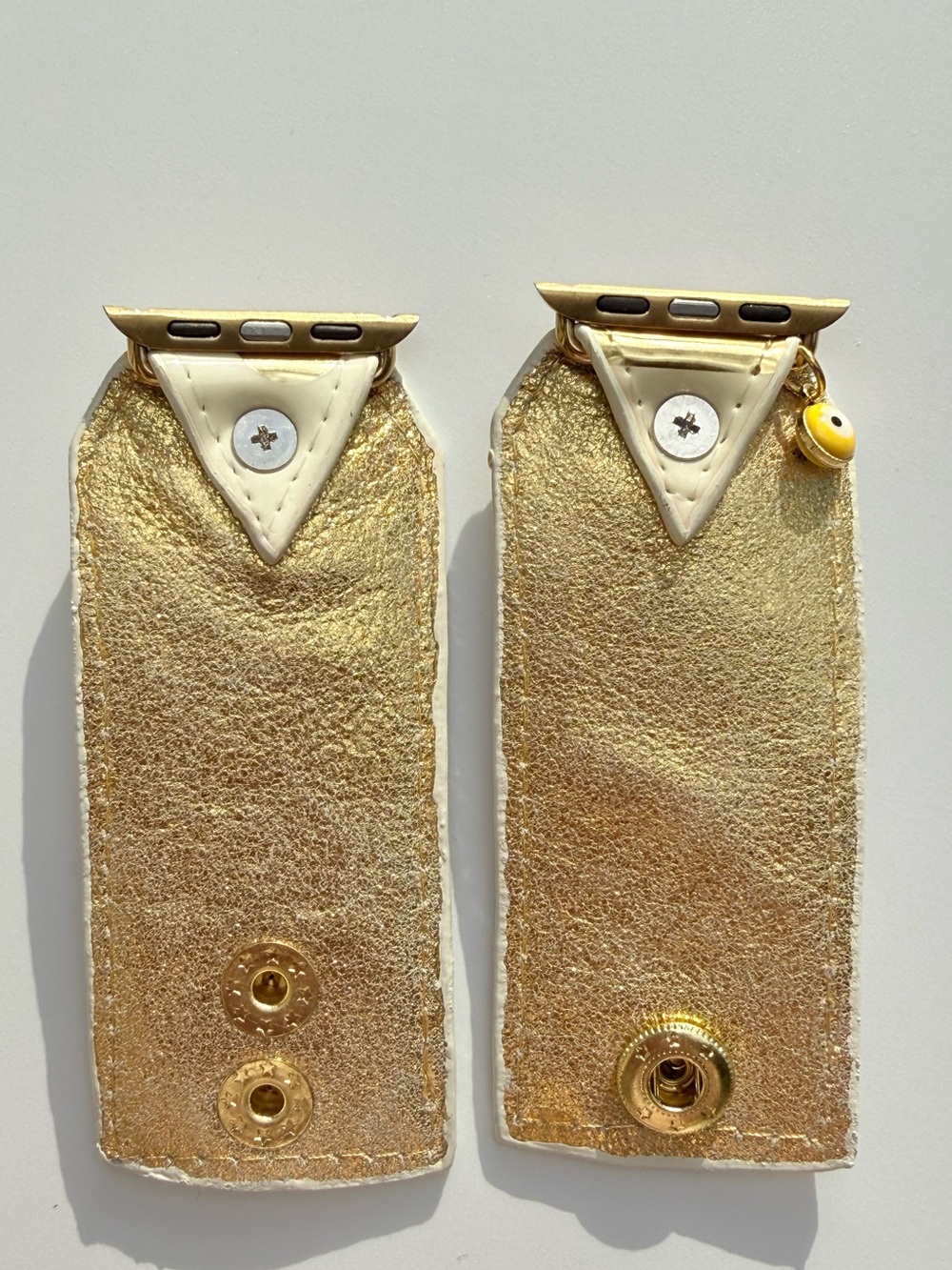 Watch Me Creations Authentic Upcycled Kate Spade Gold & Cream Apple Watch Band - Picture 3 of 4